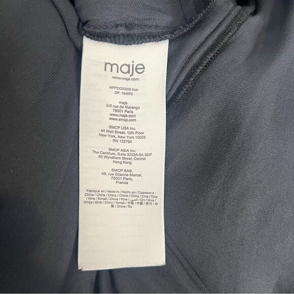 Maje Black Silky Deep V-Neck Front Tie Jumpsuit - Picture 7 of 9